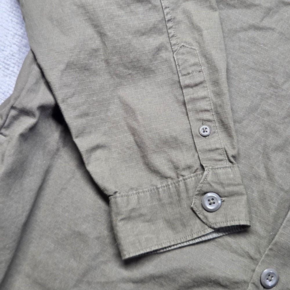 Gap Mens XXL Ripstop Cotton Button Down Shirt Olive Green Long Sleeve Overshirt - Picture 5 of 15